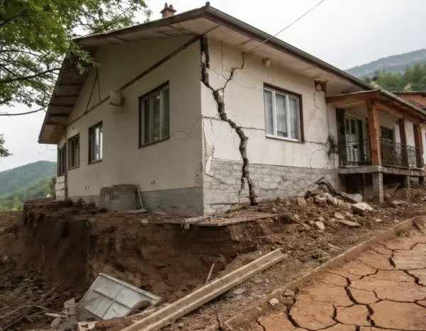 Glissement de terrain : Maison fissurée. Expert d'Assuré AR-BRAZ EXPERTISES pour dossier Catastrophe Naturelle. Glissement de terrain : Maison fissurée. Expert d'Assuré AR-BRAZ EXPERTISES pour dossier Catastrophe Naturelle.