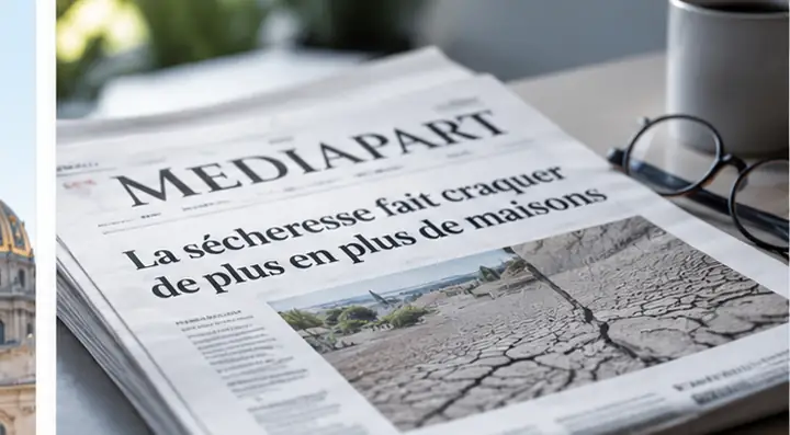 Illustration de l'article Mediapart sur la sécheresse et les maisons fissurées